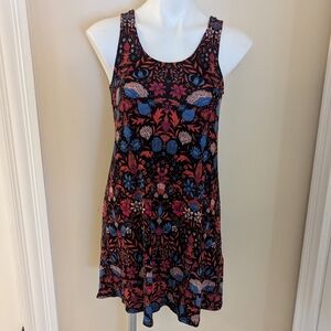 H&M black, red and blue print dress size XS